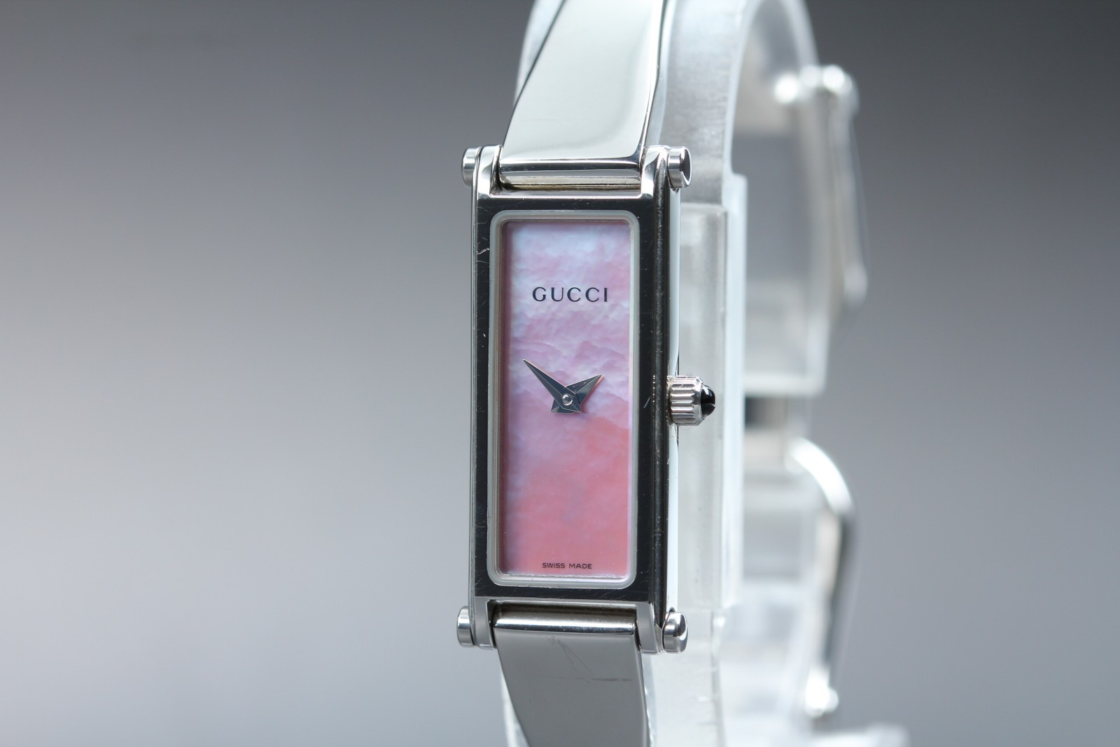 [Near MINT] GUCCI 1500L Silver 12mm Pink Shell Dial Quartz Women’s Watch