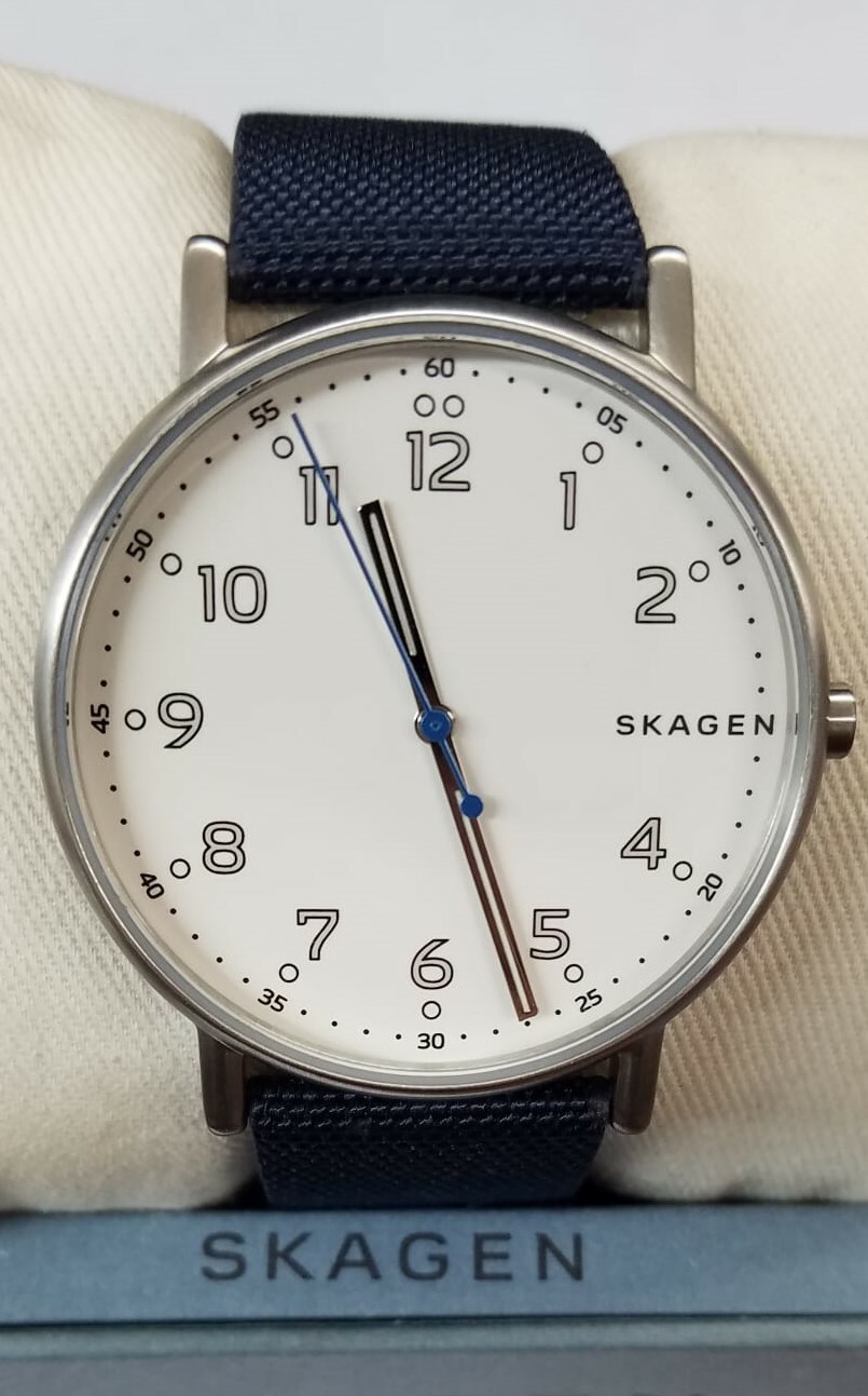 Skagen SKW6356 Signature White Dial Navy Blue Nylon Strap Men’s Watch