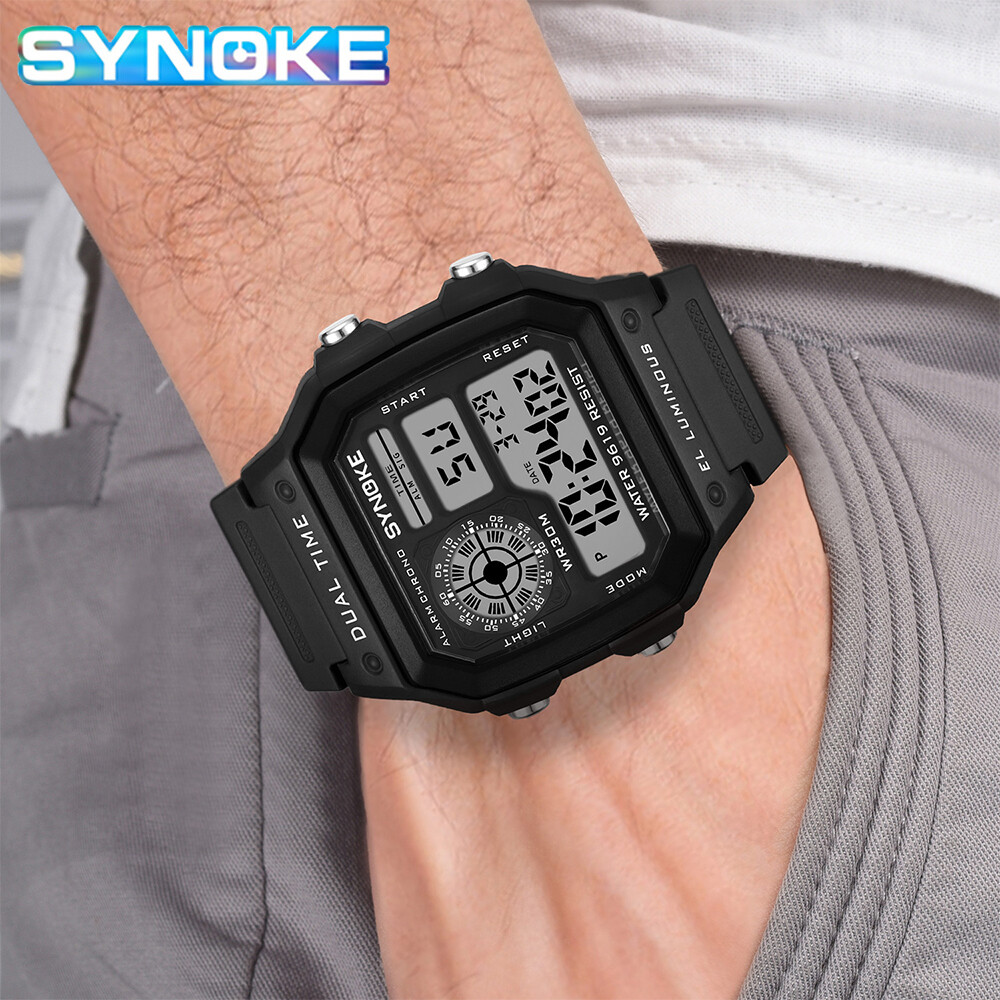 Army Green Mens Digital Watch Multifunction Waterproof Casual Wristwatch Sports