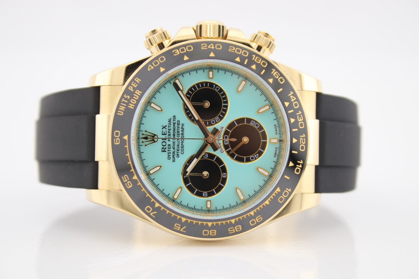 Rolex 2024 18k Yellow Gold Daytona OysterFlex Custom Turquoise Dial 126518LN