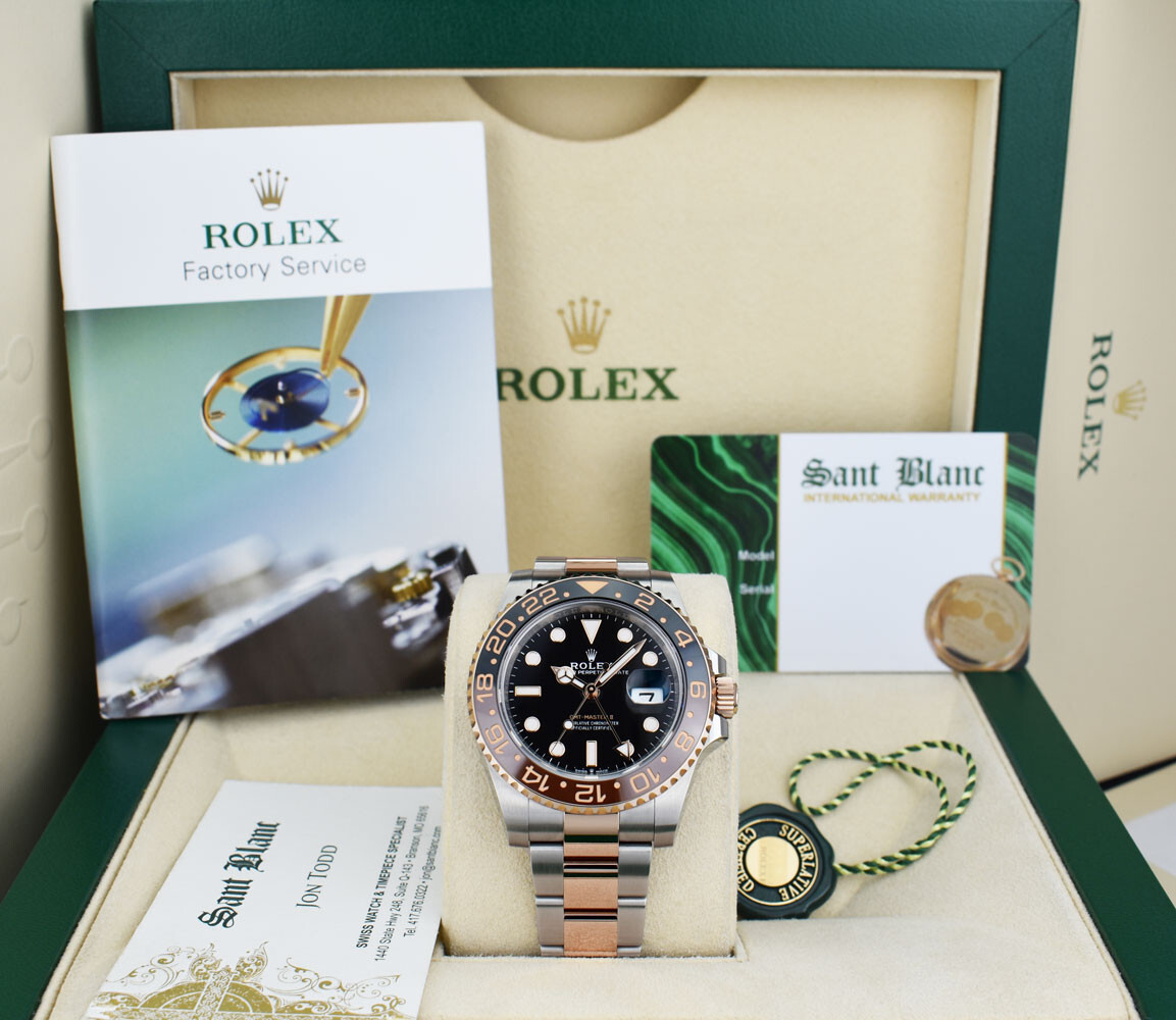 ROLEX – 18kt Rose Gold & SS GMT Master II ROOT BEER 126711 CHNR – SANT BLANC
