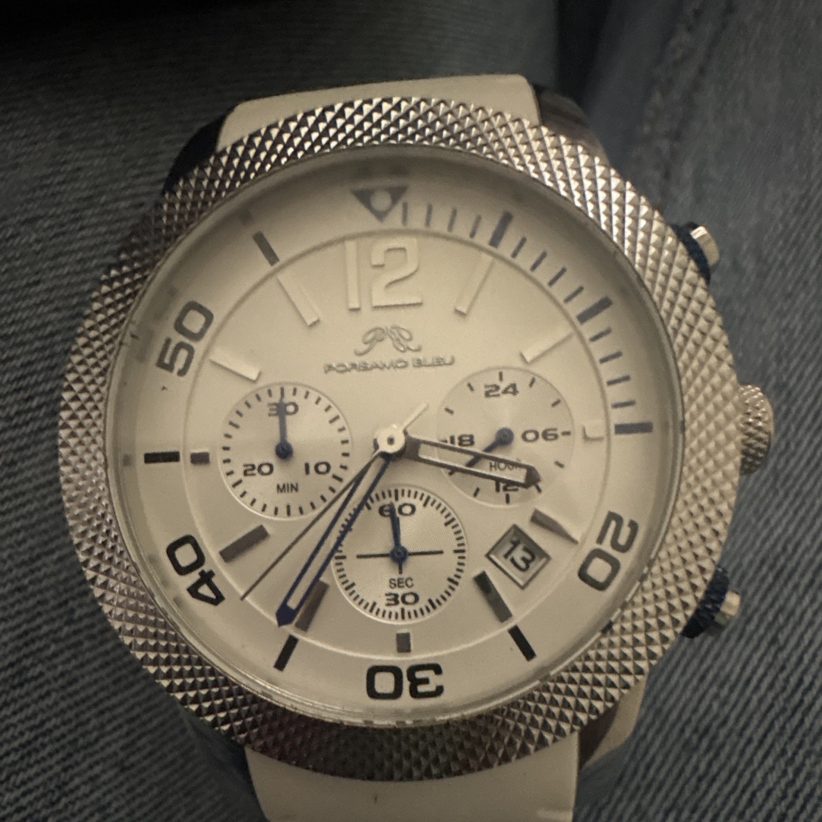 Porsamo Bleu Cameron Men’s Quartz Chronograph White Dial 100m Blue/White Strap
