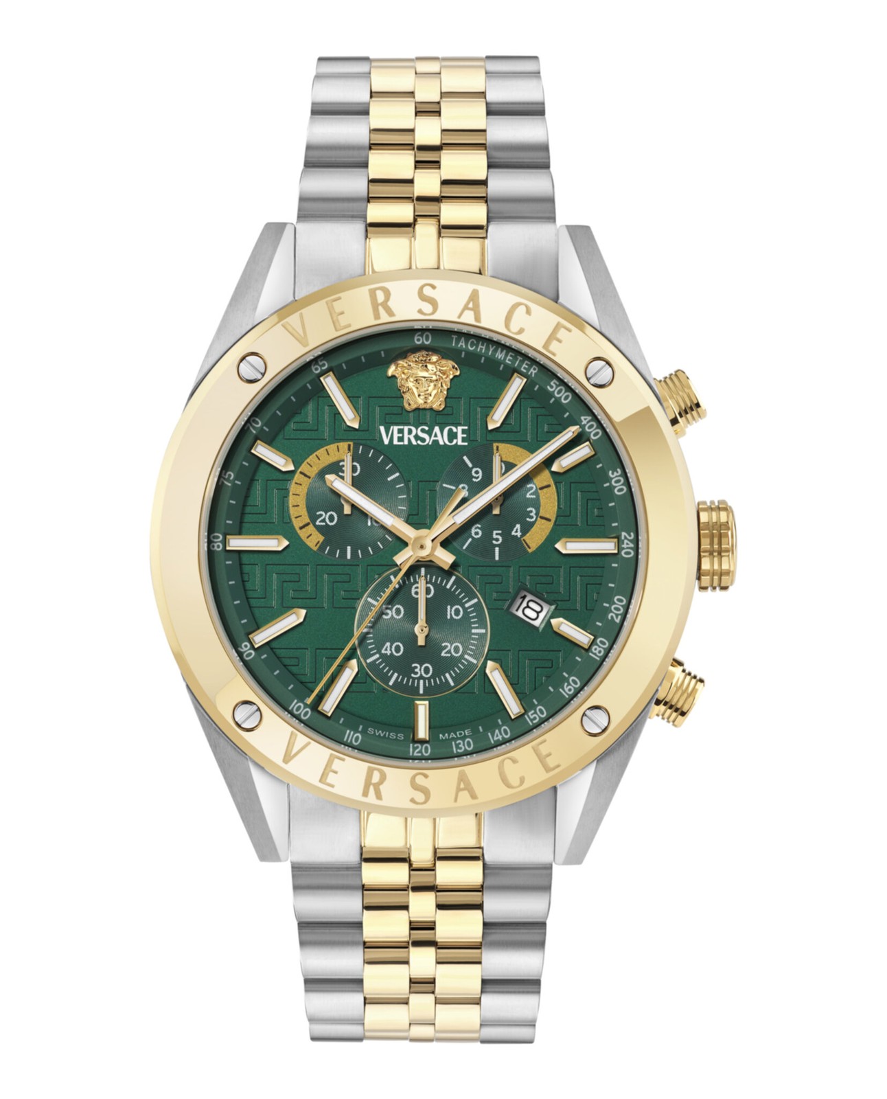 Versace Mens Two Tone 44mm Bracelet Fashion Watch