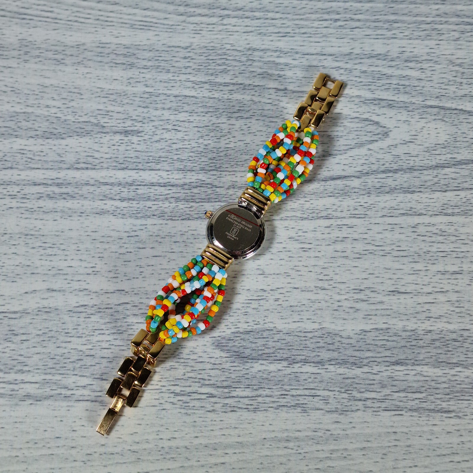 Marcel Drucker Ladies Multicolour Bead Quartz Watch Boxed Bohemian Retro Vtg