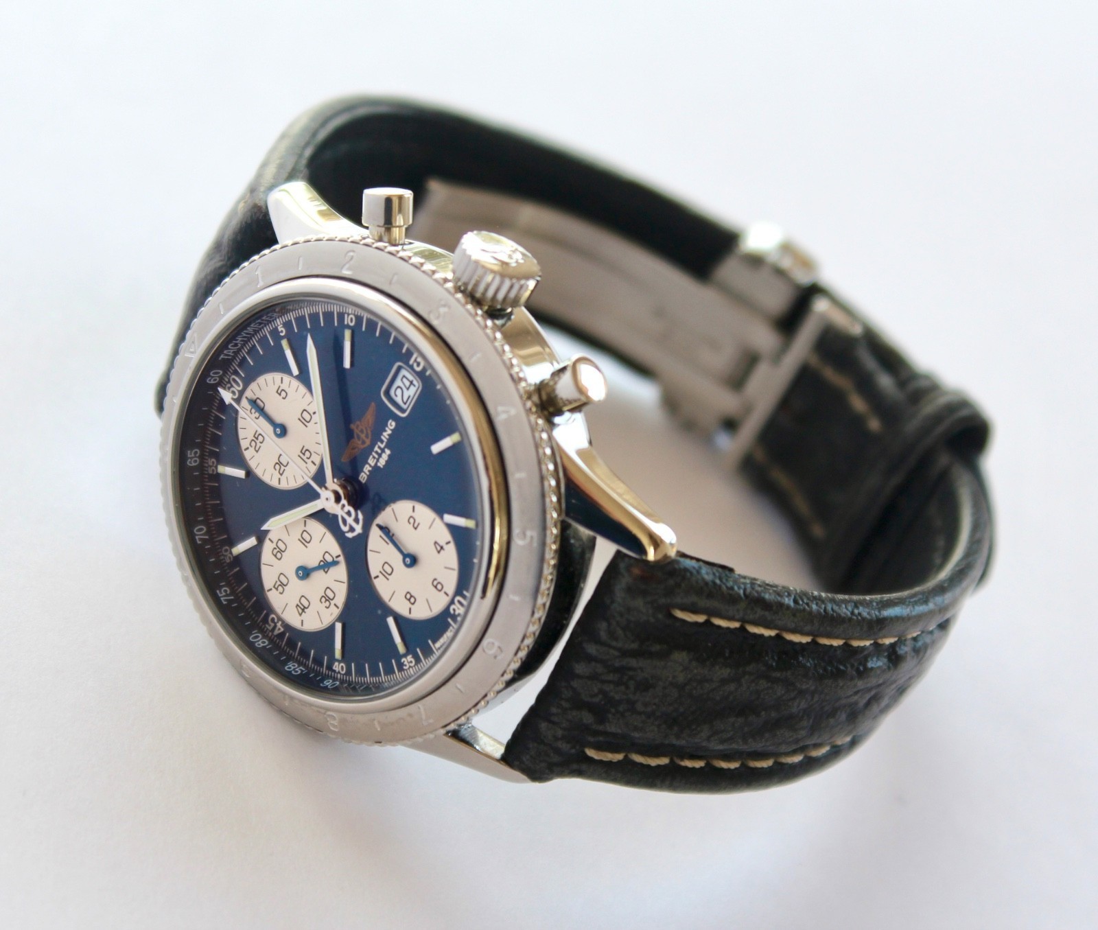 BREITLING Mens Watch A13023 NAVITIMER AVI automatic chronograph 41mm BLUE, WOW!
