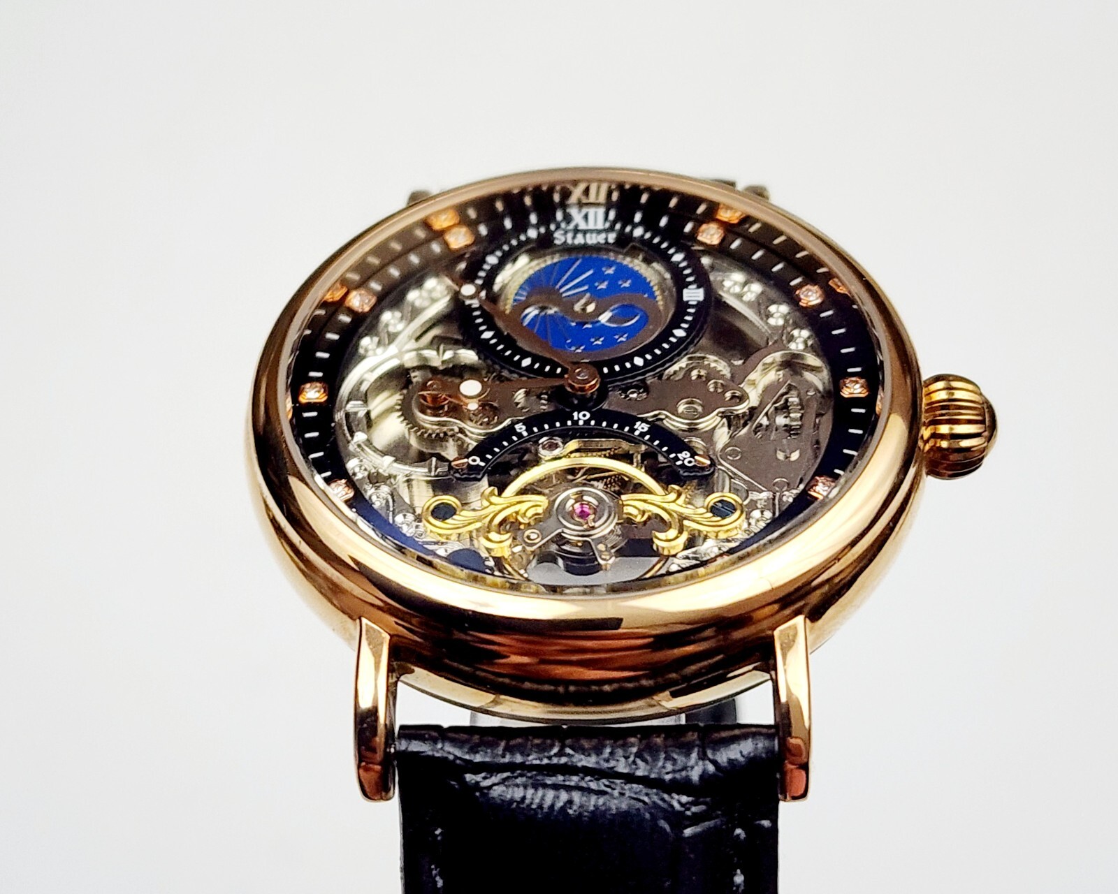 Men’s SKELETON AUTOMATIC Watch STAUER 46334. Phases Day/Night