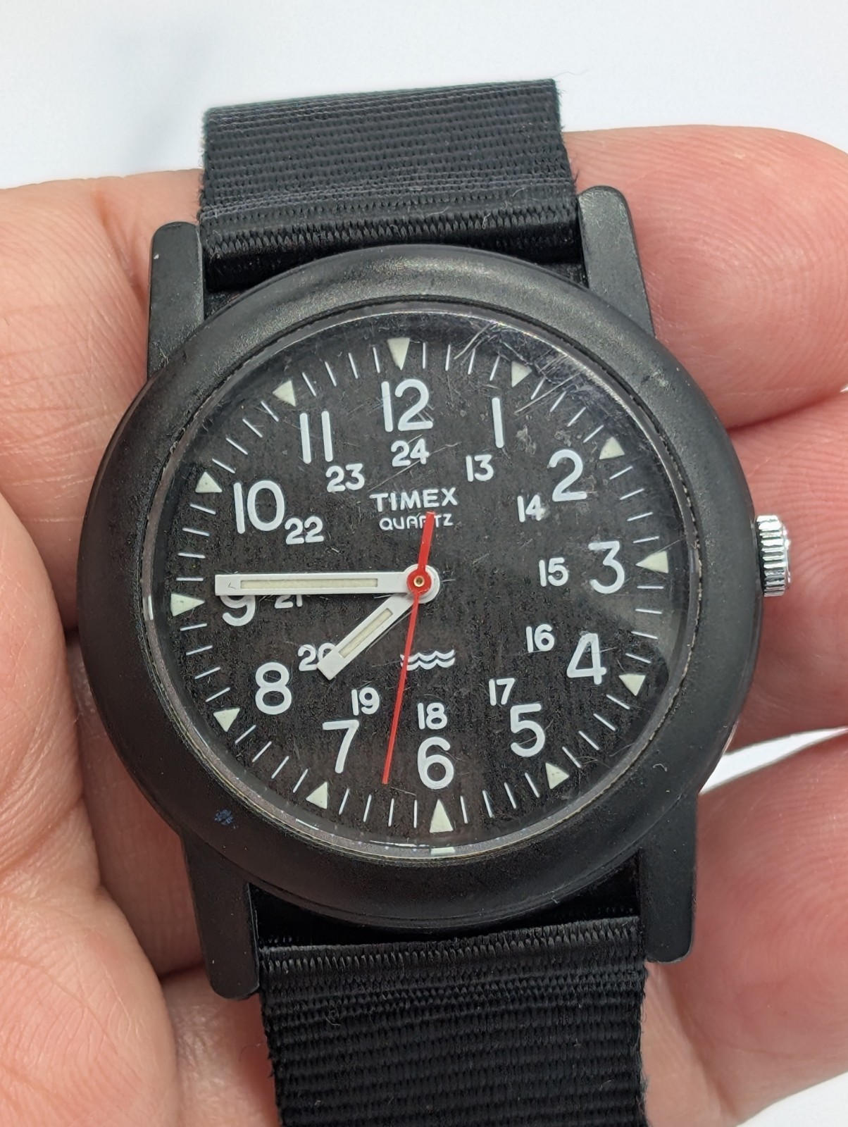 TIMEX Camper T18581 Quartz 34mm Black Military Watch Pre-owned New Battery