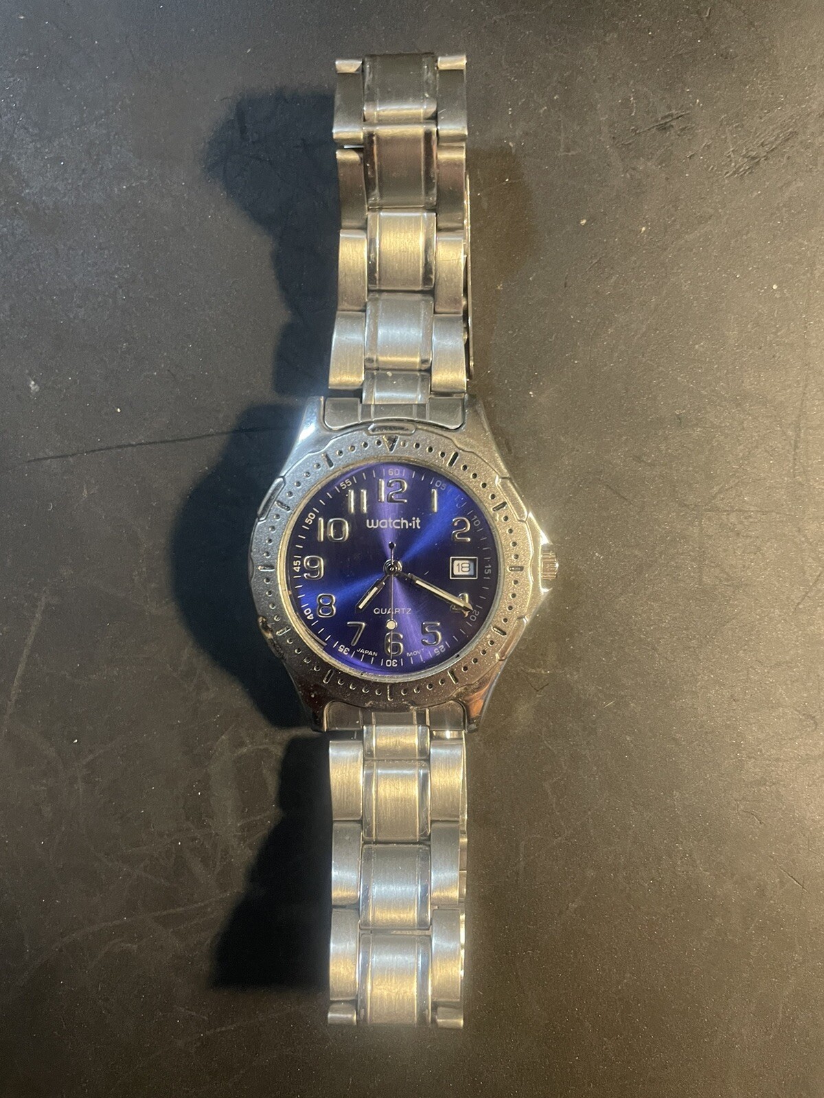 Watch It Advance EZC78614W Date Blue Face New Battery Bracelet Link Band