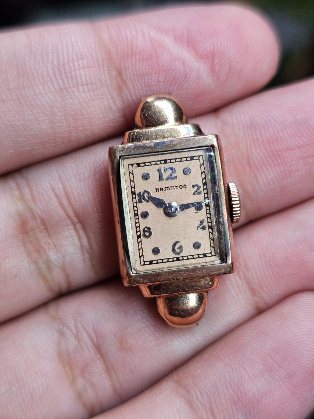 Hamilton Vintage 15.5mm 14k Rose Gold Filled Women’s Vintage Watch.