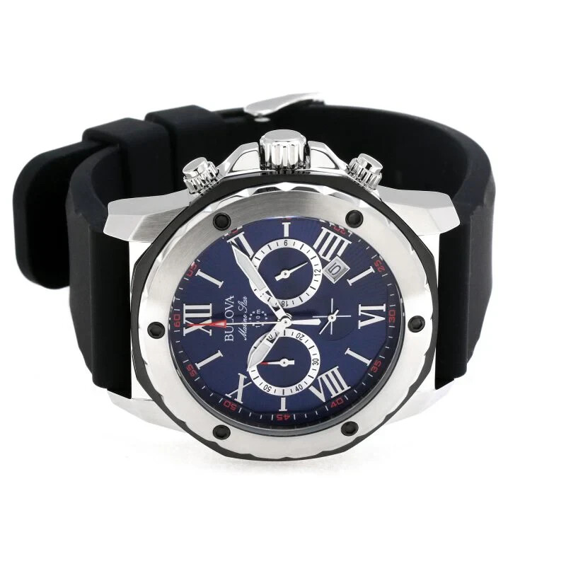 Bulova Marine Star 98b258 Band Rubber Wrist Watch for Men