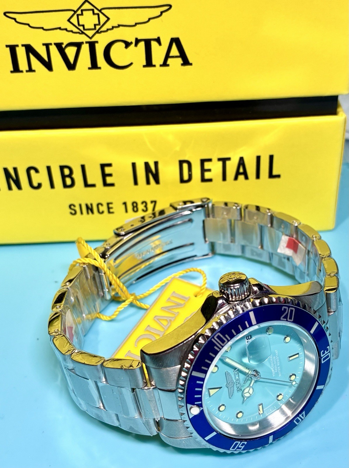 INVICTA PRO DIVER TURQUOISE BLUE BEZEL 40MM STAINLESS STEEL TMI PC32 QUARTZ!
