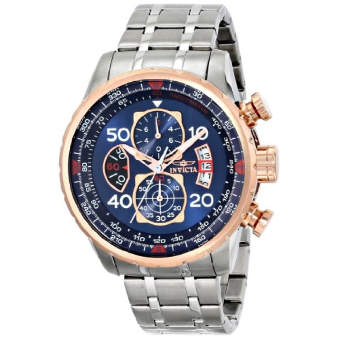 Invicta Men’s 17203 AVIATOR Quartz Chronograph Blue Dial 48MM Steel Watch