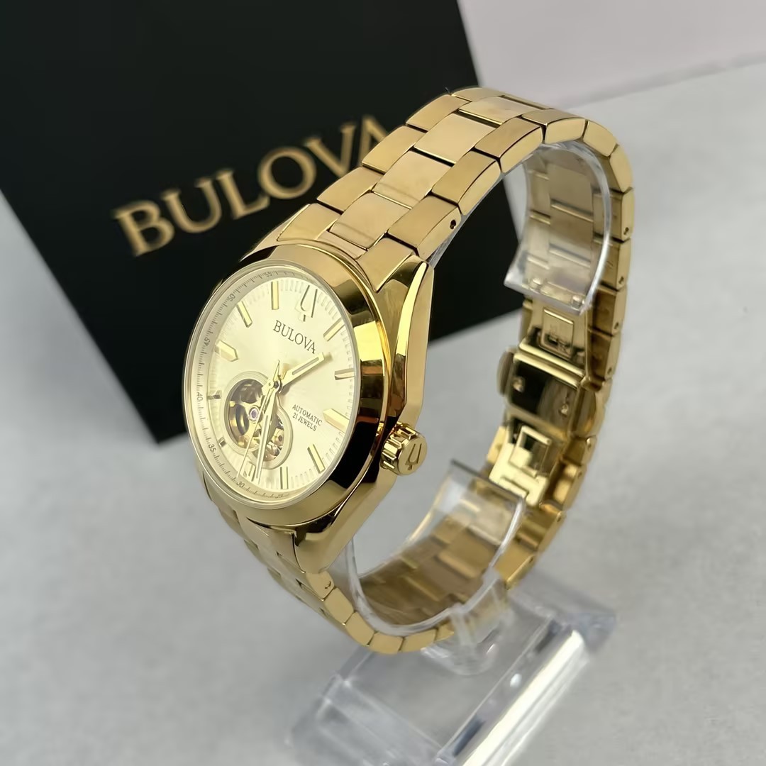 Bulova Surveyor Classic 97A182 Automatic Gold Tone Dial Men’s Watch 39mm New/Box
