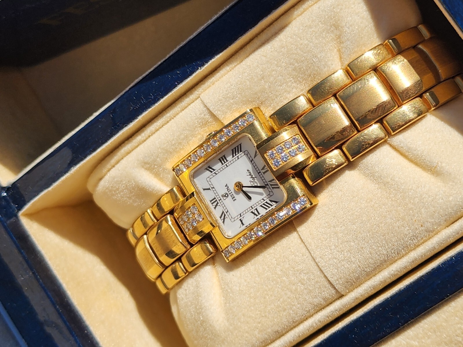 Festina Solid 18k Gold With Diamonds Wrist Watch 💎 Very Rare 50 Grams