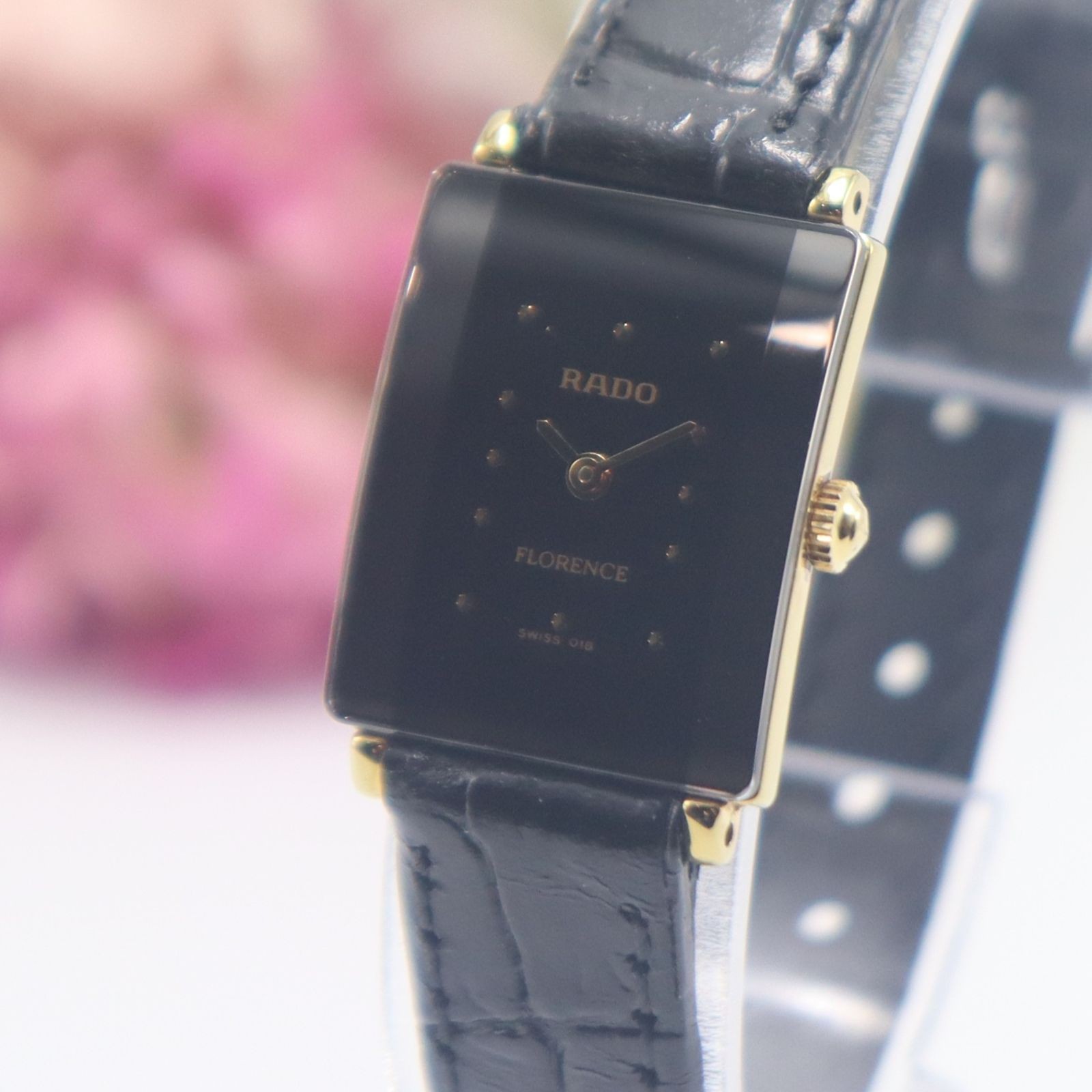 RADO 153.3606.2 Quartz Black Dial 19.8mm Ladies Watch Stainless Steel Used