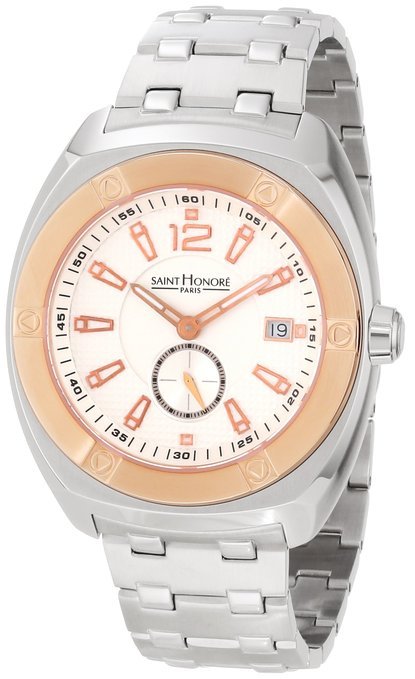 Saint Honore Mens 862110 6APIR Haussman Paris Brushed and Polished SS Date Watch