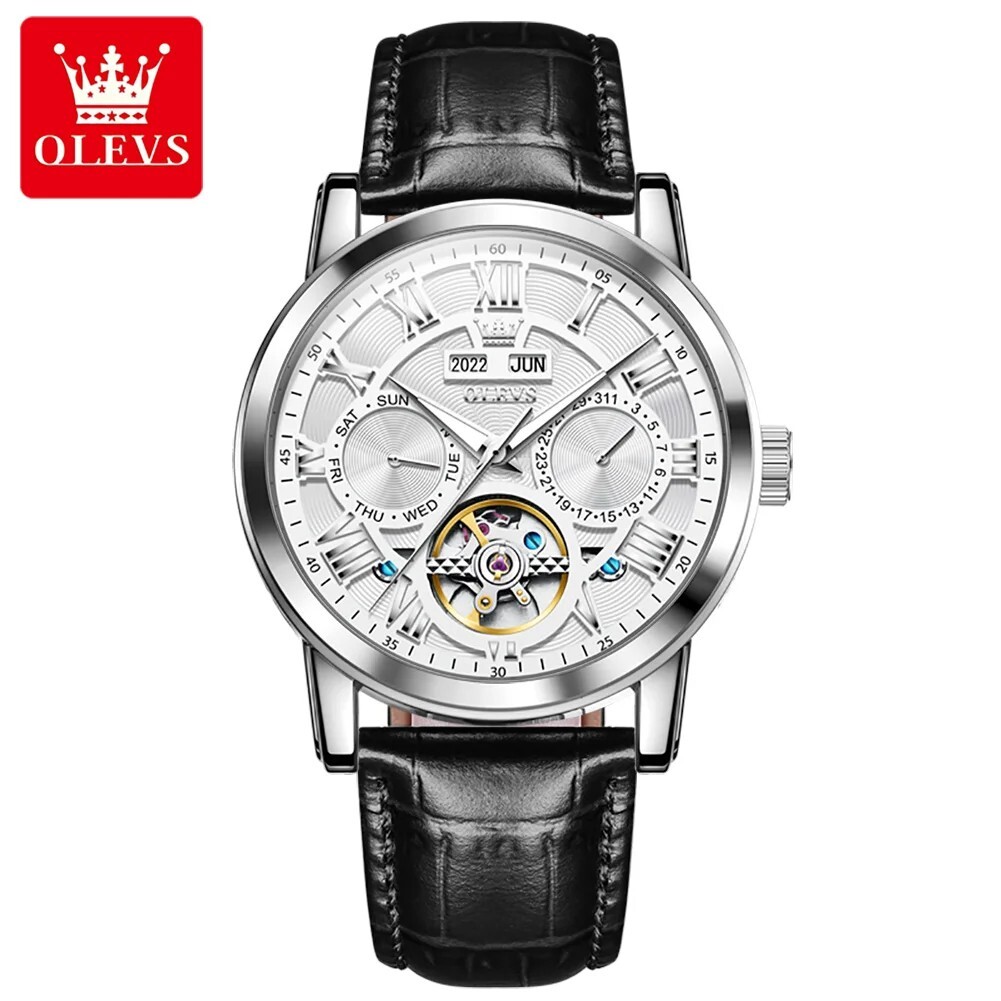 OLEVS Automatic Mechanical Men’s Watch Luxury Skeleton Waterproof Watch Strap
