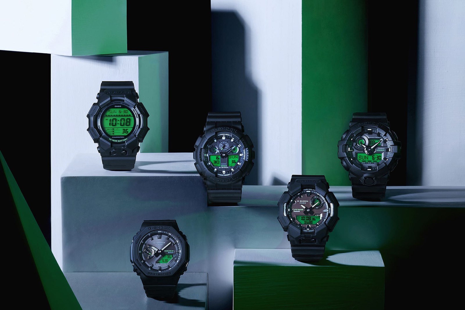 CASIO G-SHOCK GA-100BEG-1AJF Black and Electro Green Analog Digital Watch 51.2mm