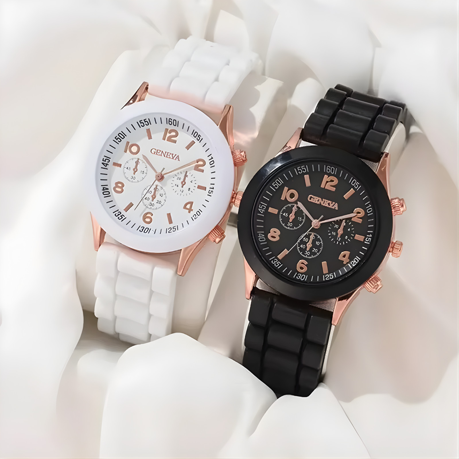 2 PCS Watch For Ladies Women Girls Fashion Silicone Strap Quartz Wristwatch Gift