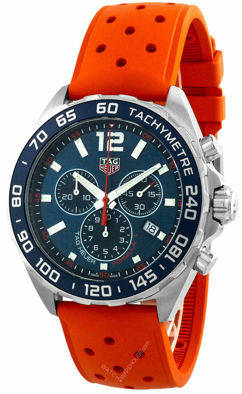 TAG Heuer Formula 1 CHRONO Blue Dial Rubber Watch with 3 Subdials CAZ1014.FT8028