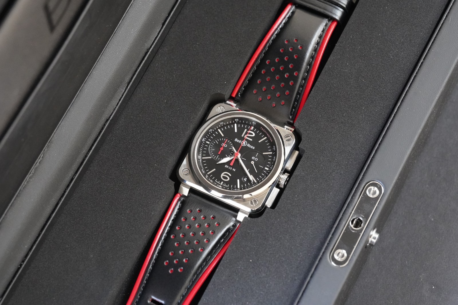 Bell & Ross Chronograph 42mm BR0394-BLC-ST-SCA Full Set With Extra Straps