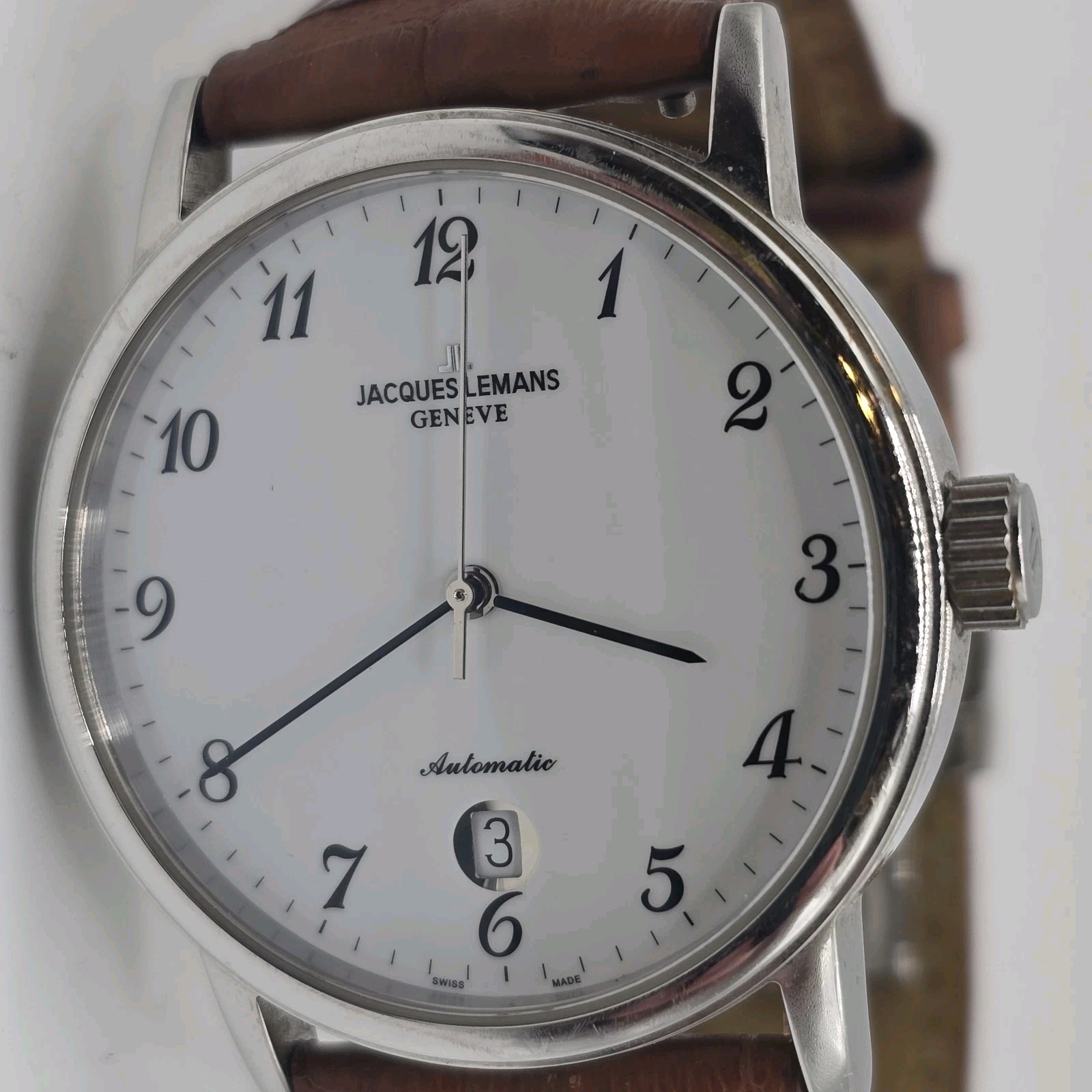 Jacques Lemans Swiss Made Automatic Watch White Dial G138 38mm