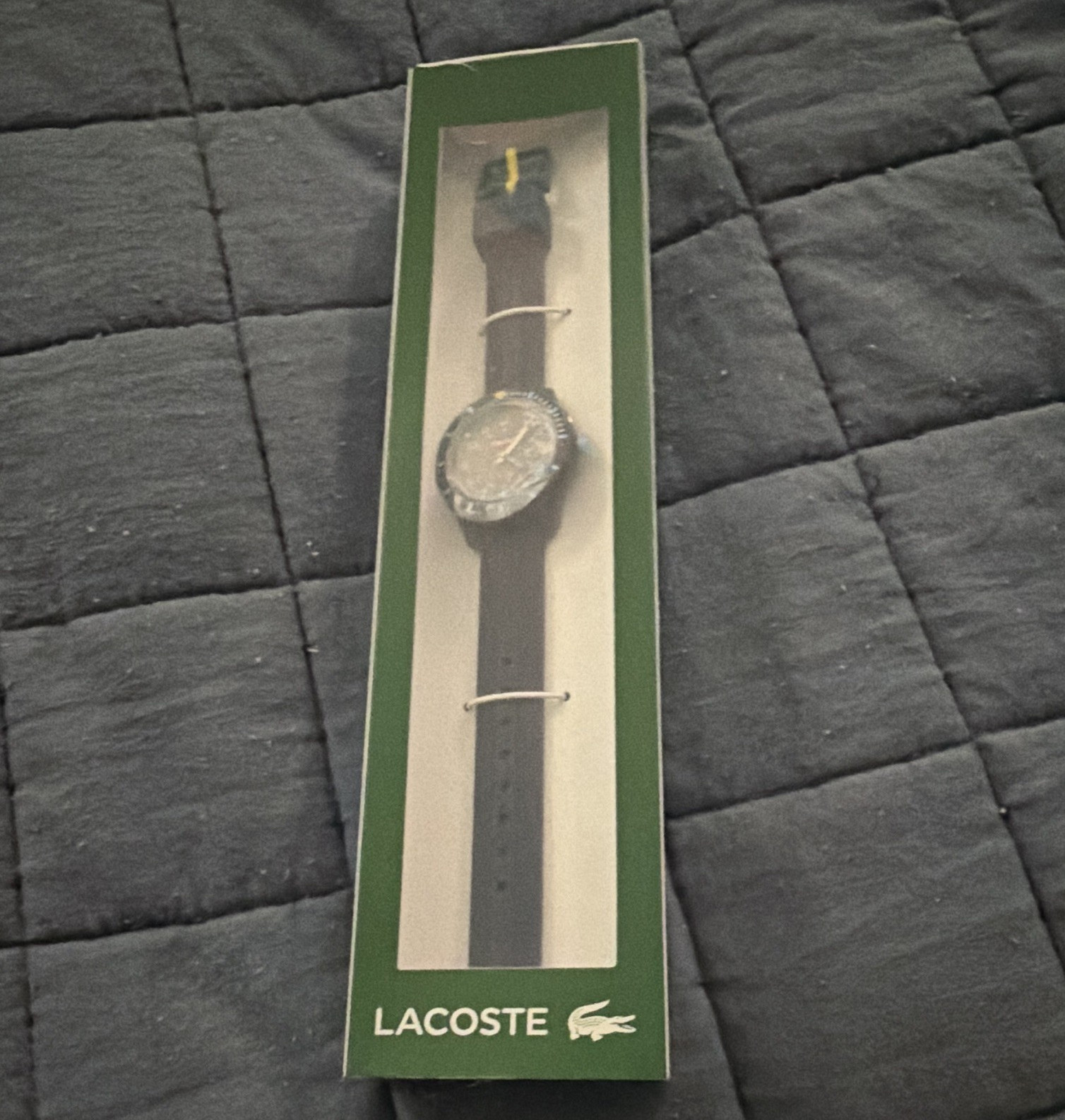 Lacoste 2030053 Quartz Watch Black Dial Date 42mm Silicone Strap Box