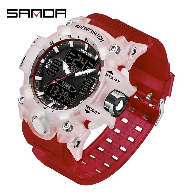 SANDA Mens Digital Analog Sports Watch LED Military Waterproof Chronograph