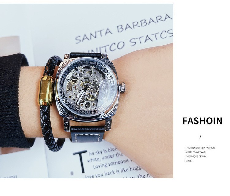 Fully automatic mechanical men’s watch waterproof genuine leather