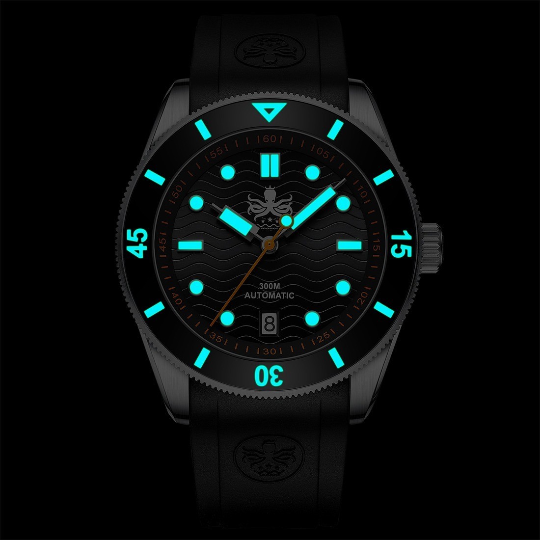 Phoibos WAVE MASTER 300M Steel Automatic Black Silicone Diver Men’s Watch
