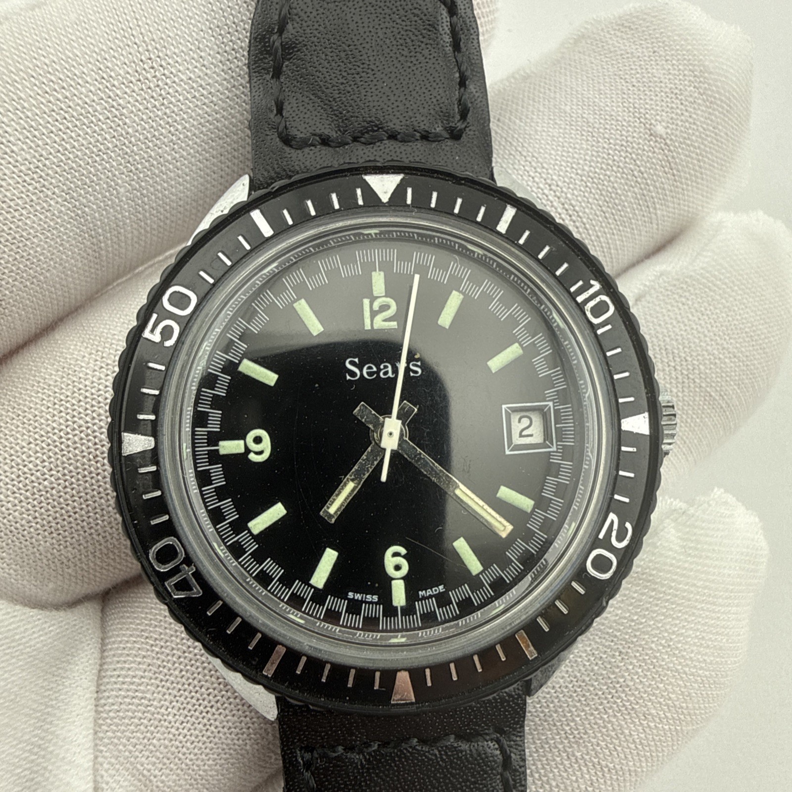 Vintage Sears Roebuck Mechanical Movement Diver Style Watch Date – NOS