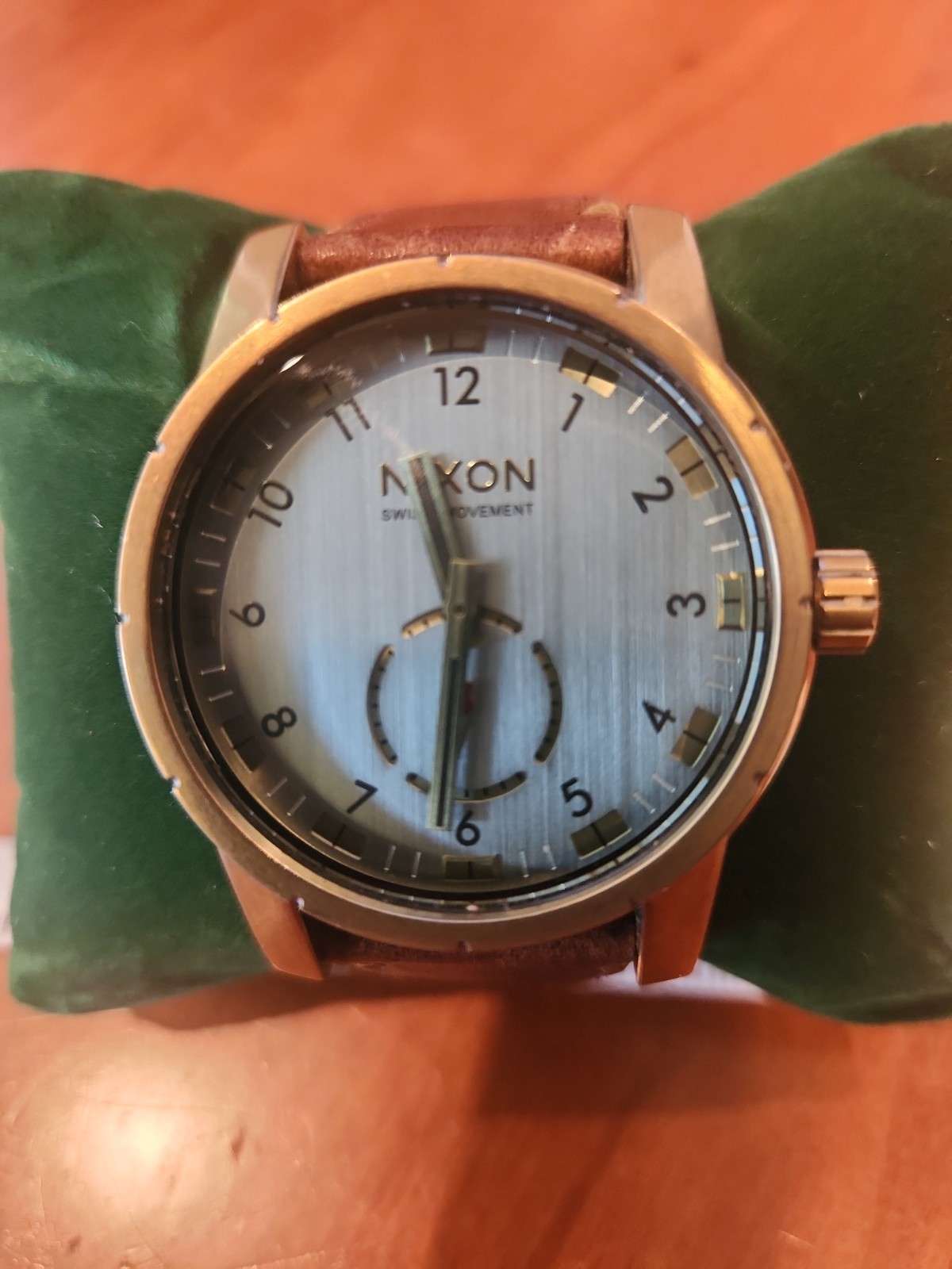 Nixon Patriot Watch In Brown/Brass/Green Swiss Quartz New Battery