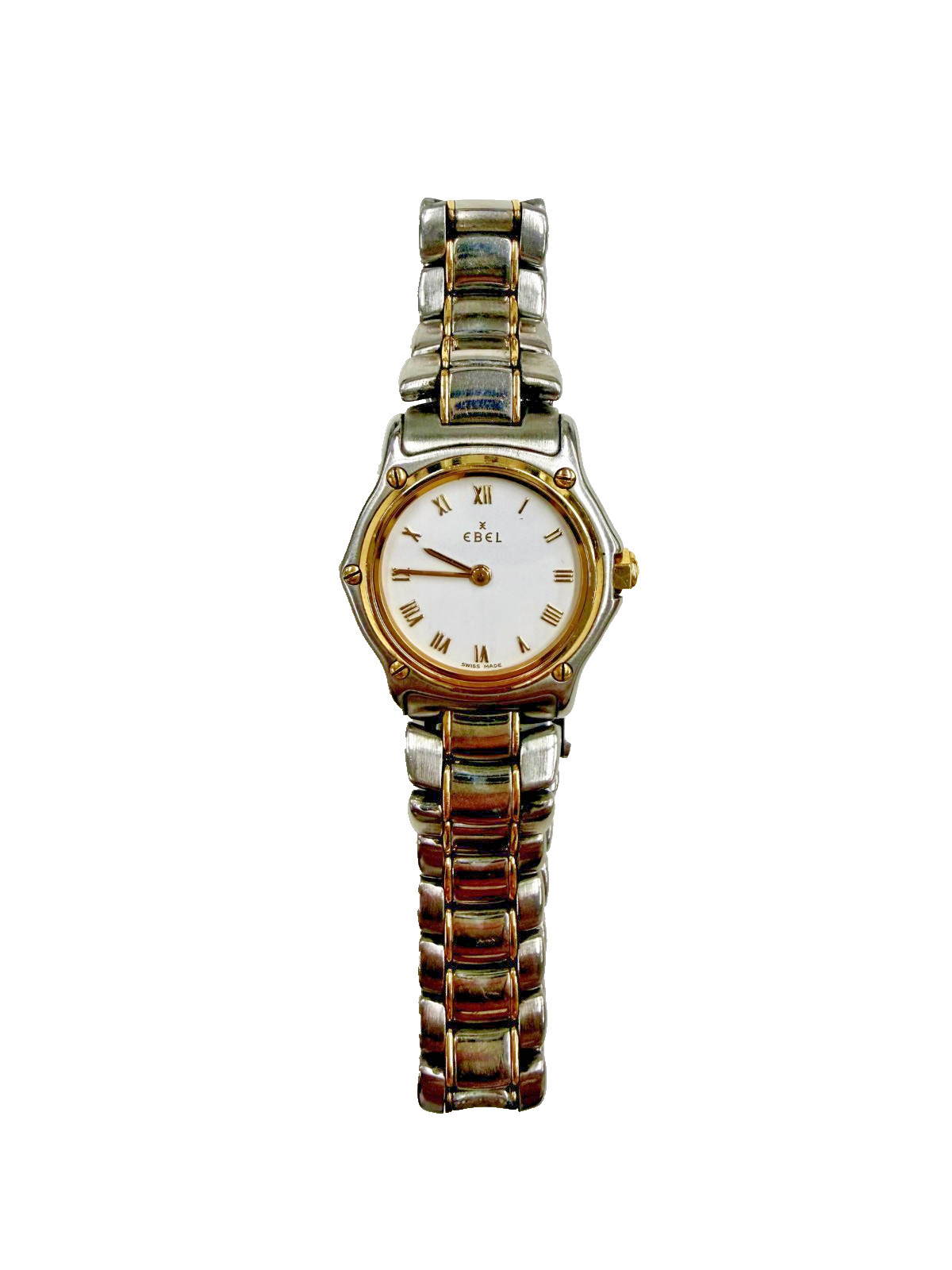 Ebel Classic Wave 1057901 18K Gold & Steel Ladies White Dial Quartz Watch Swiss