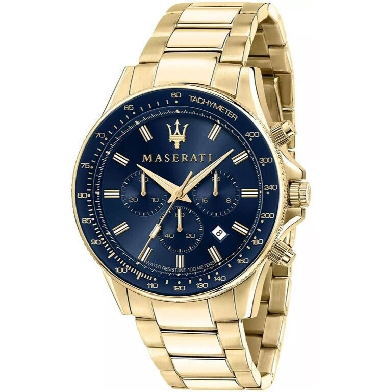 Maserati Sfida R8873640008 Chronograph 44m Men’s Watch Blue Gold