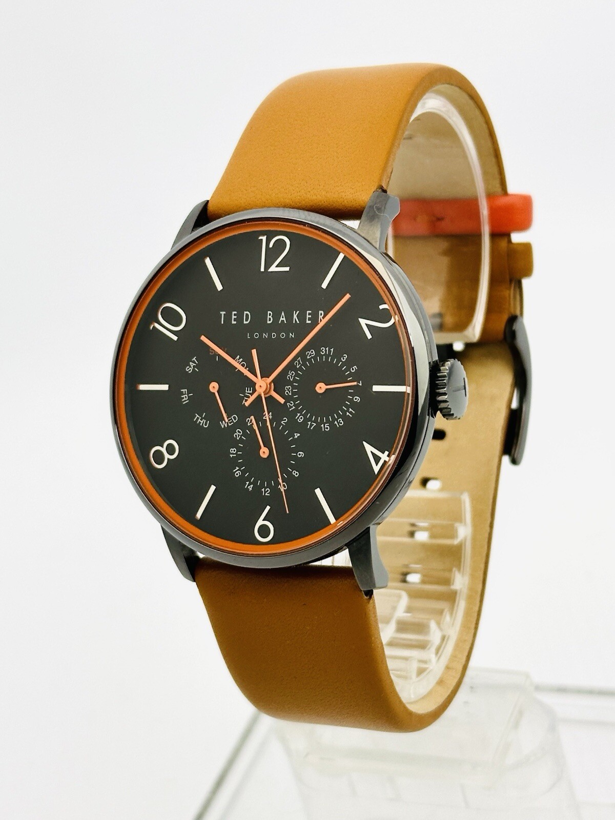 Ted Baker TE10023490 ‘SMART CASUAL’ Multifunction Black Case Brown Strap Watch