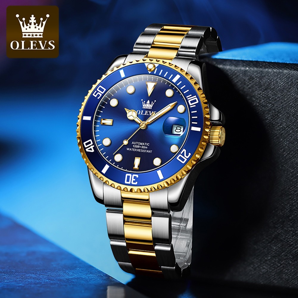 OLEVS Men’s Watch Automatic Mechanical, Stainless Steel Luminous Waterproof Date