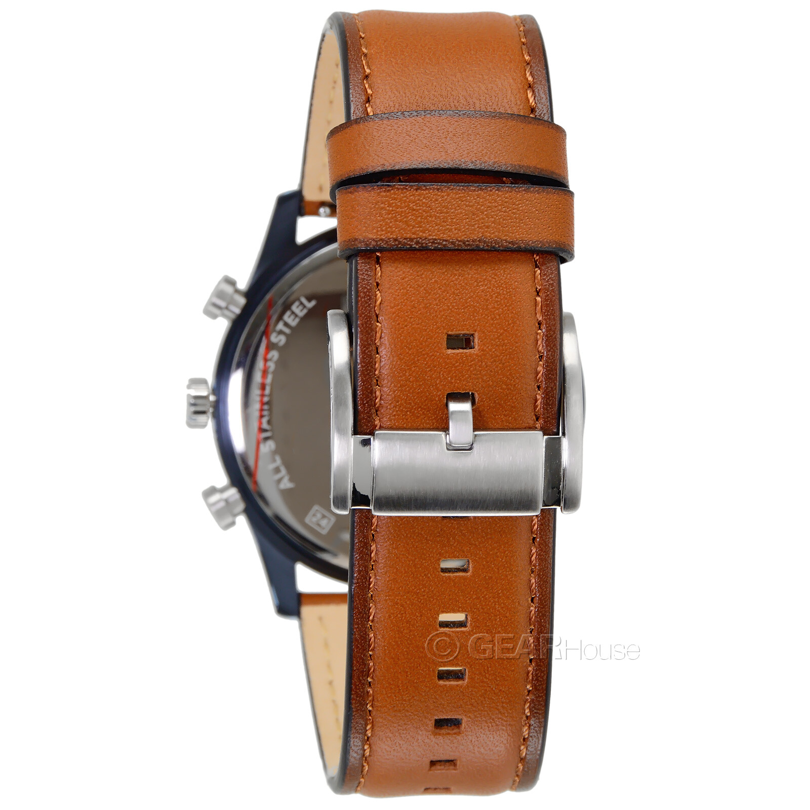 FOSSIL Sullivan Mens Multifunction Watch, Blue Dial Day Date Brown Leather Band