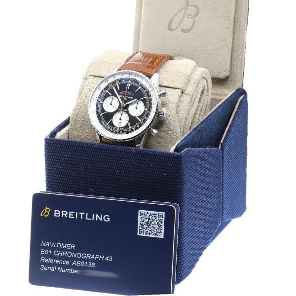 Breitling Navitimer B01 Chronograph 43 AB0138 43mm SS Black Dial Watch #C2174
