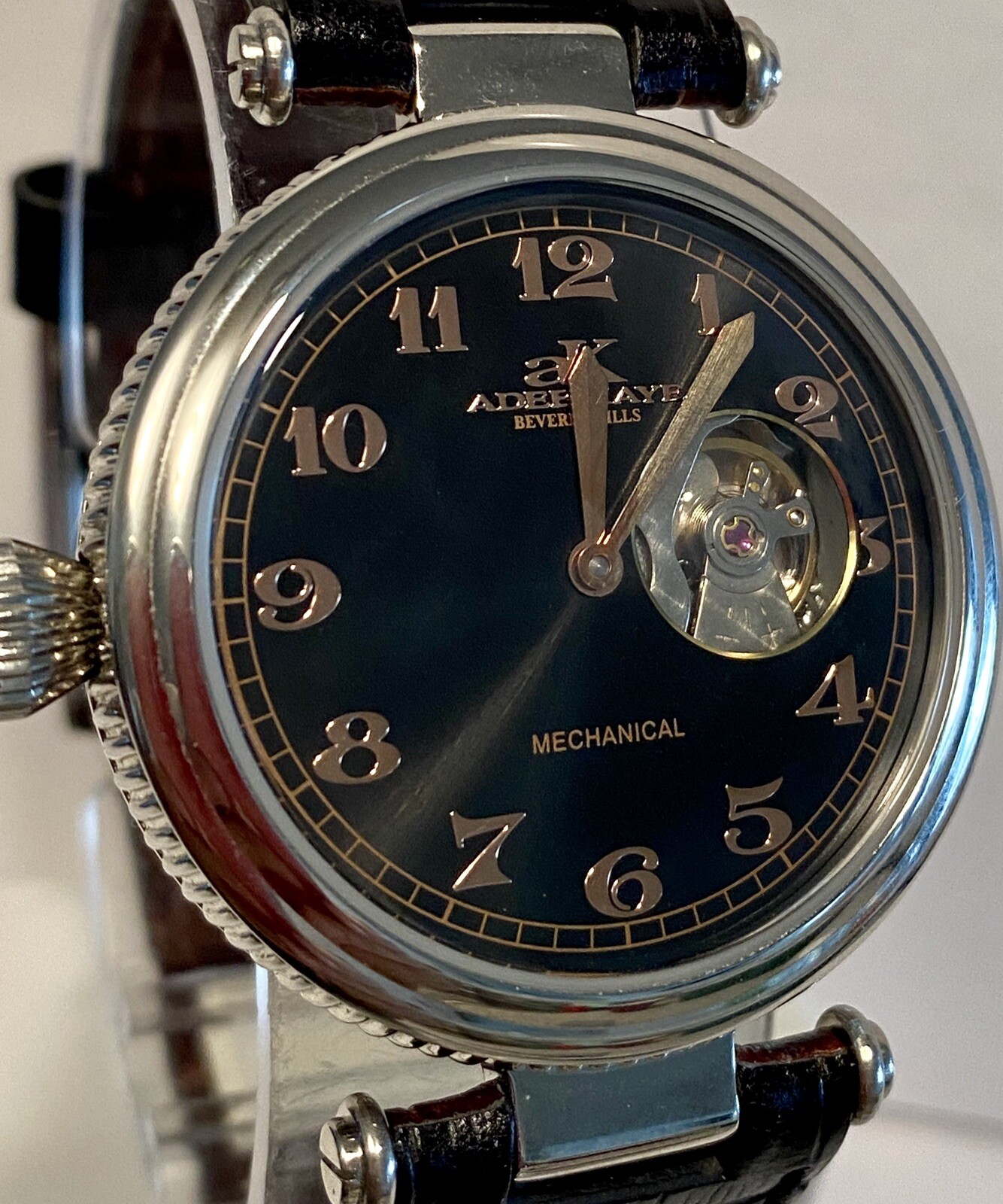Reversible ADEE KAYE Mechanical 40mm White/Blue & BLK/Rosetone Mens Watch_Rare