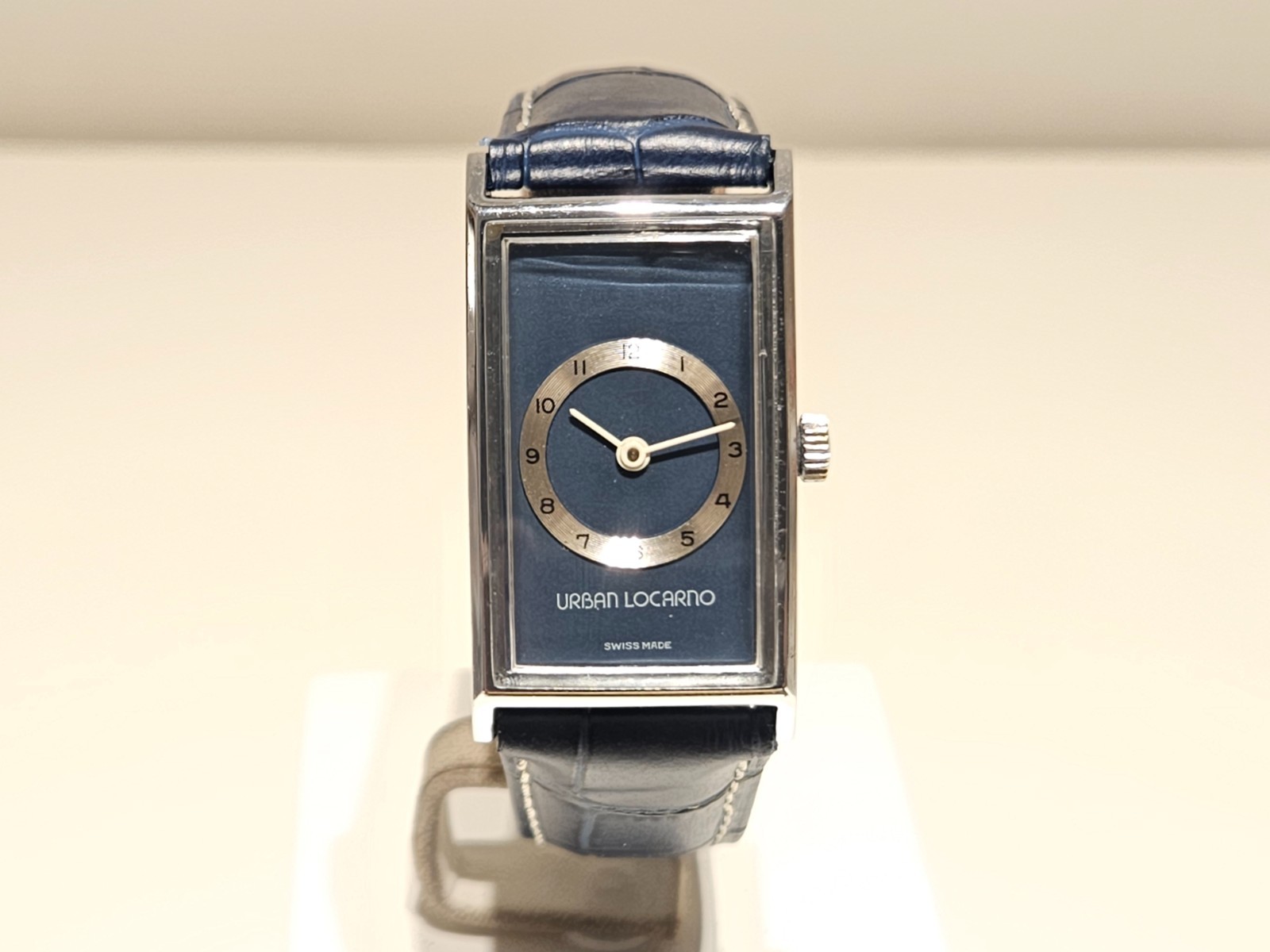 VINTAGE ELEGANT SWISS CHROMED RECTANGLE TANK MEN MECHANICAL WATCH”URBAN LOCARNO”