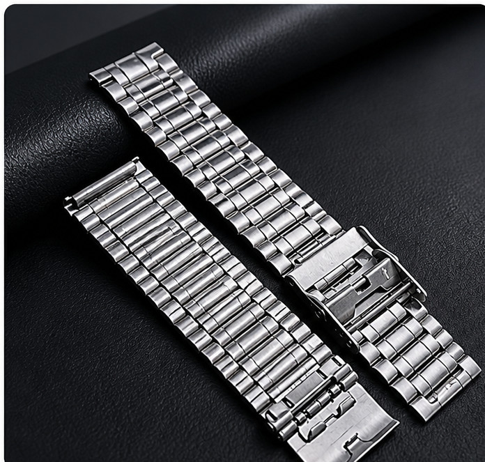 Jubilee Style Stainless Steel Watch Band Silver Adjustable Bracelet Clasp