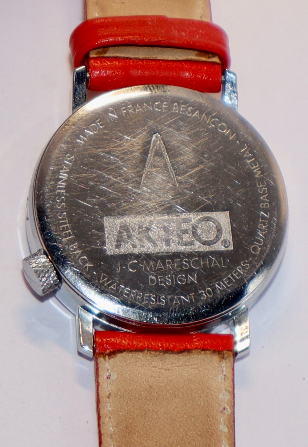 Akteo J.C. Mareschal Flower Theme Watch Flowers & Sunshine Red Leather Band
