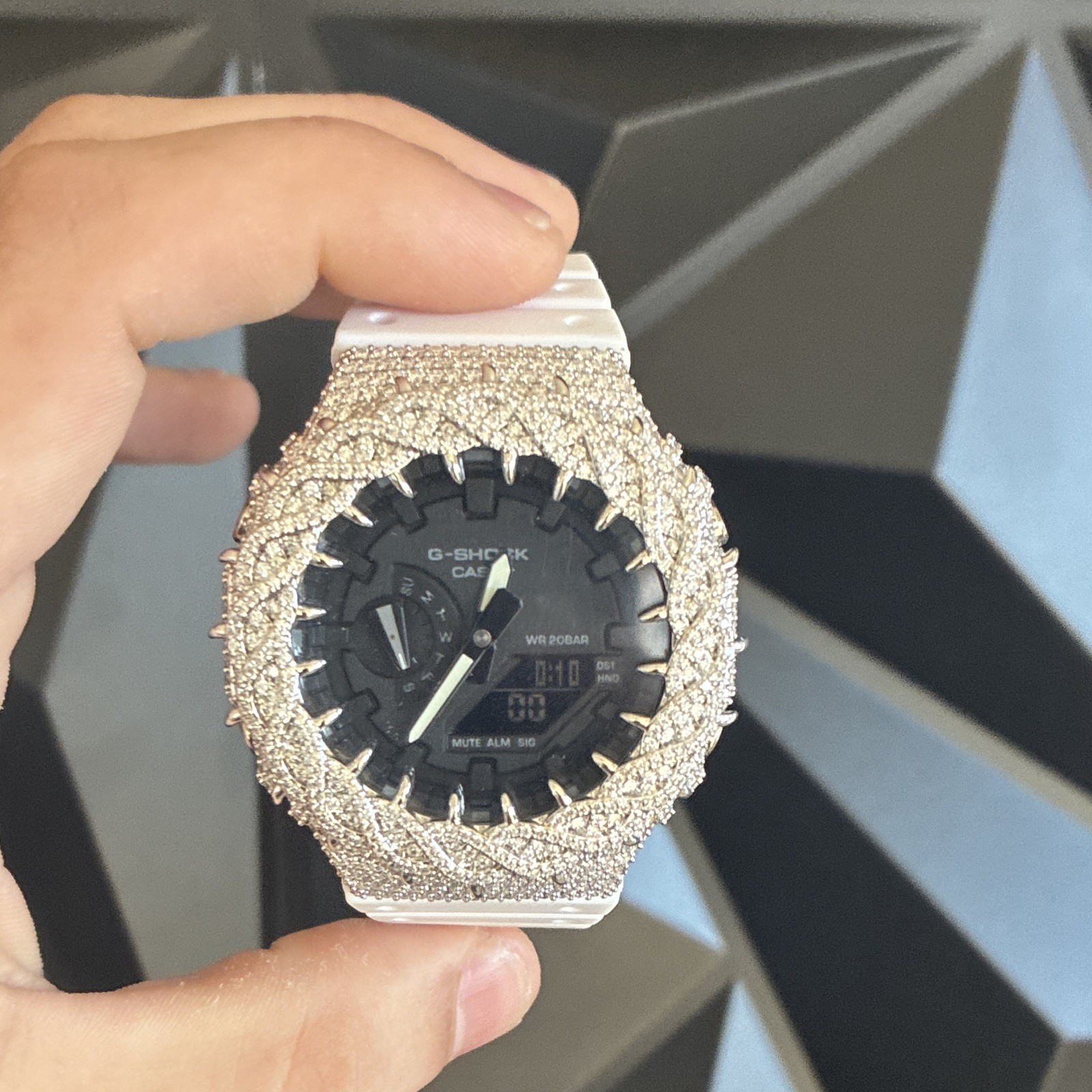 *ICED OUT* Casio G-SHOCK Analog/Digital Quartz White Resin Bling Box Papers