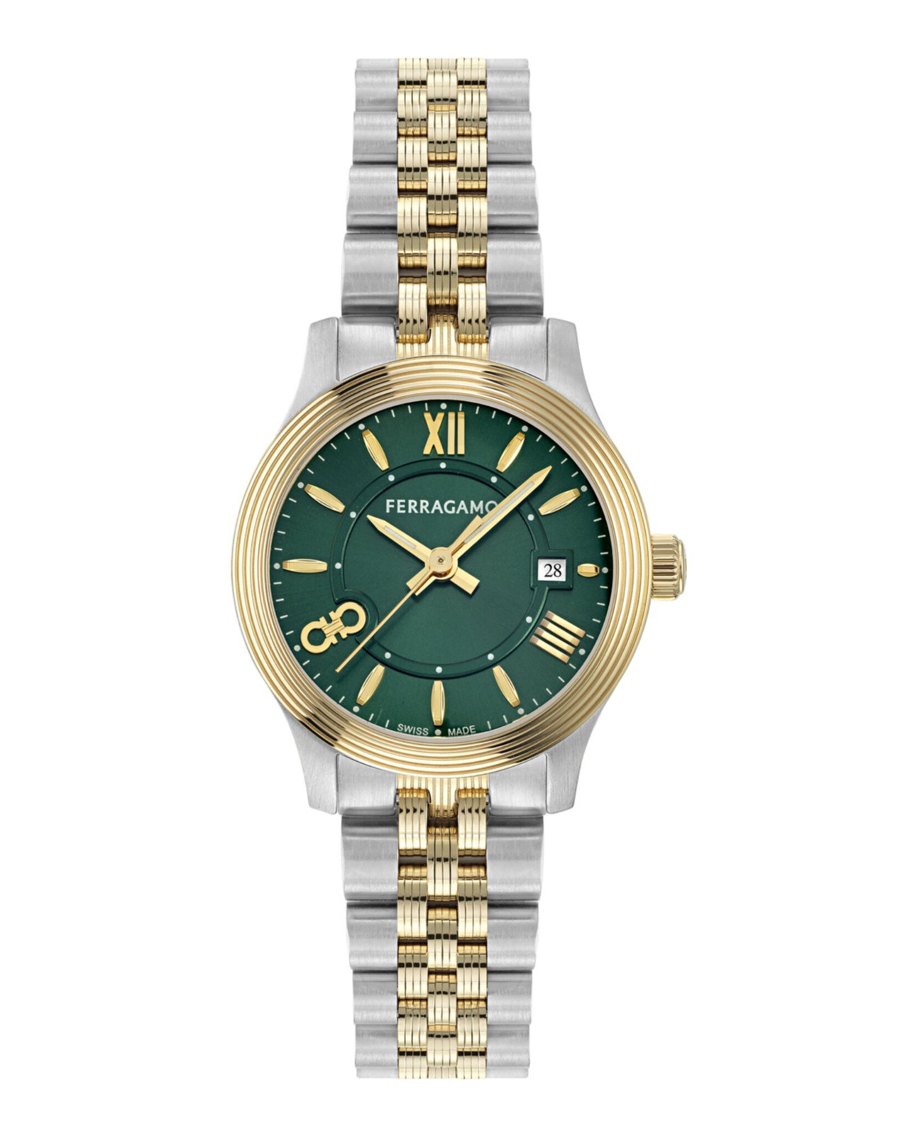 Ferragamo Womens Two Tone 28mm Bracelet Fashion Watch