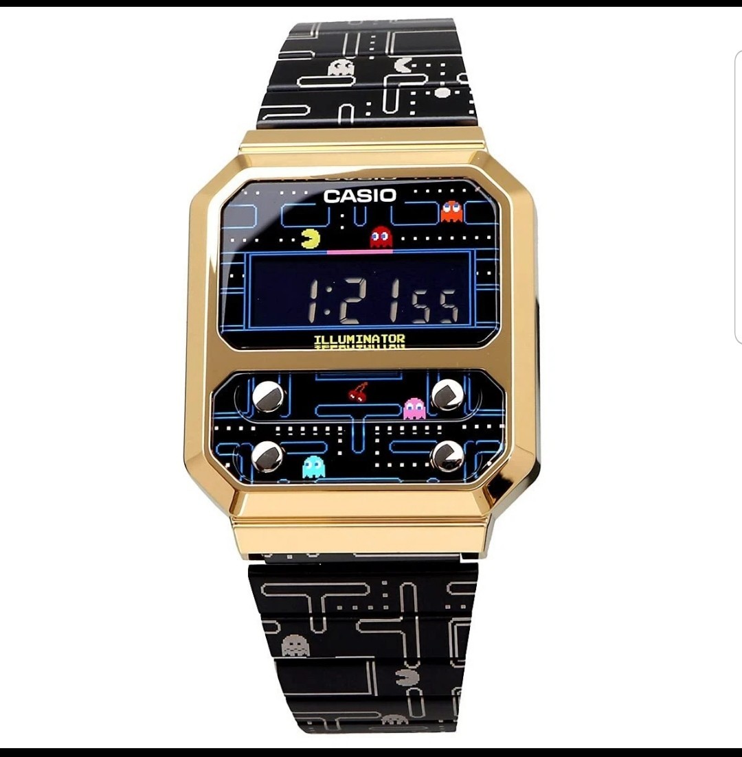 Casio Pac-Man Watch A100WEPC-1B Digital Reprint Design PacMan Collab NEW
