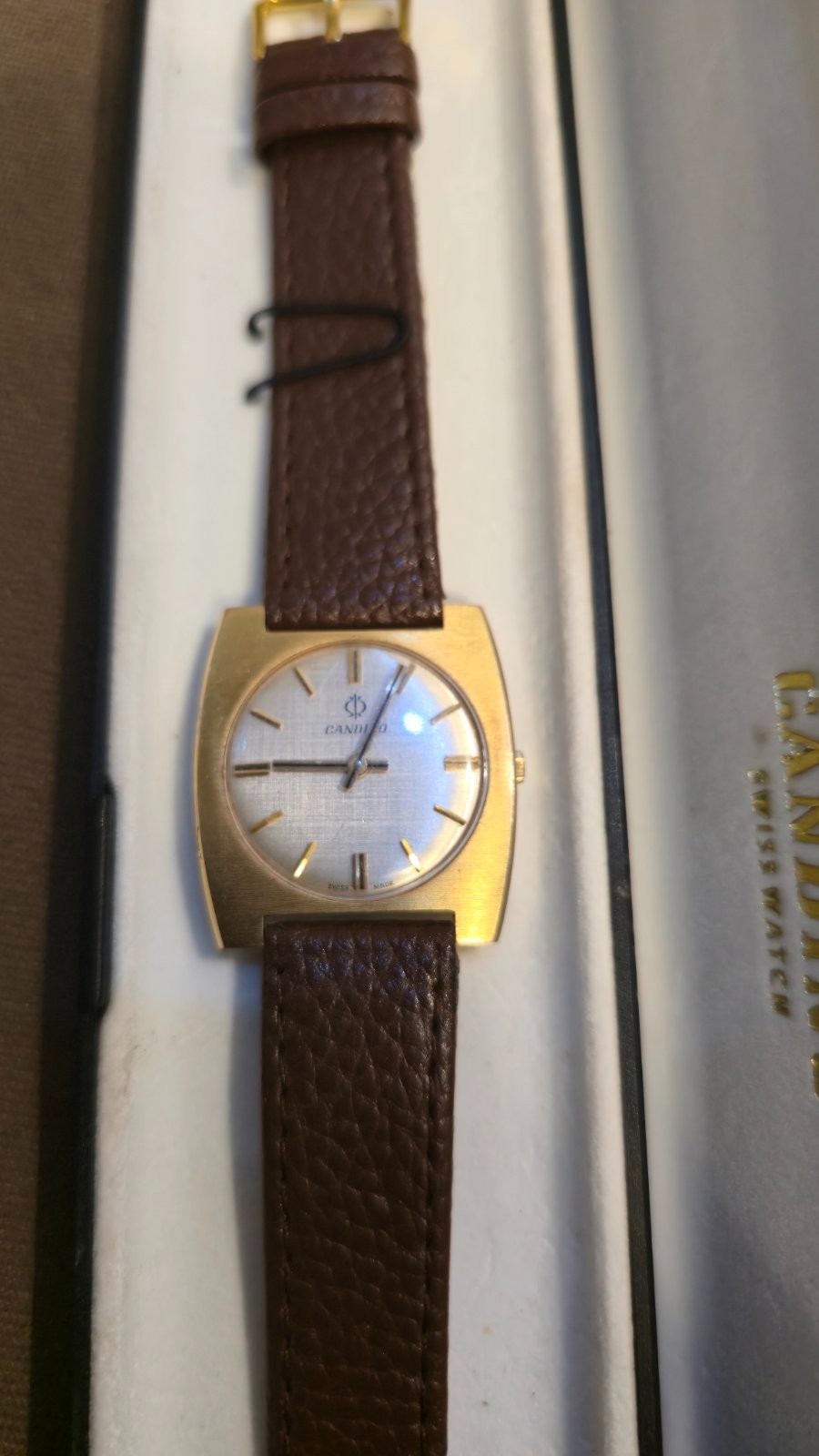 Vintage Candino Swiss Made Mechanical Watch – Gold Plated – Linen Dial – Origina
