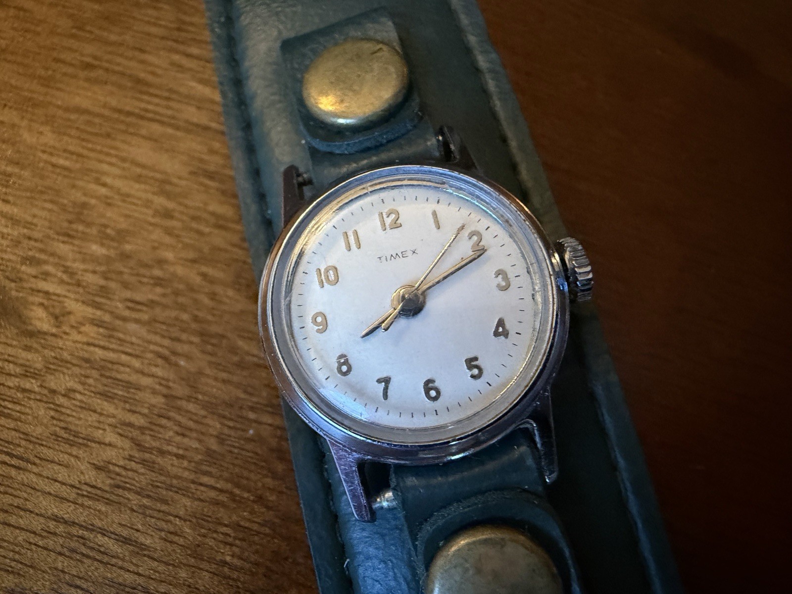 Timex Winder Watch Women’s With Wide Leather Dark Green Leather Band