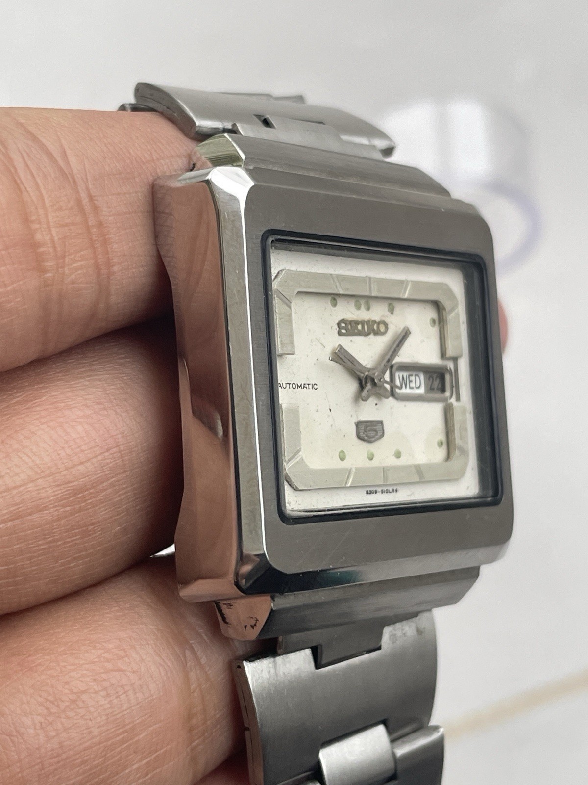 Vintage Seiko 5 6309-5030 Automatic Square TV Shape White Dial Watch Serviced
