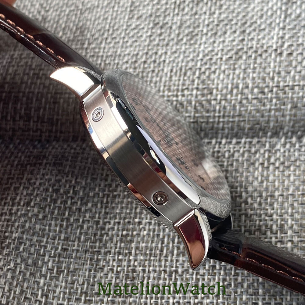 Corgeut 42mm Silver/Rose Gold Automatic Mens Watch Day Date Month Year Day/Night