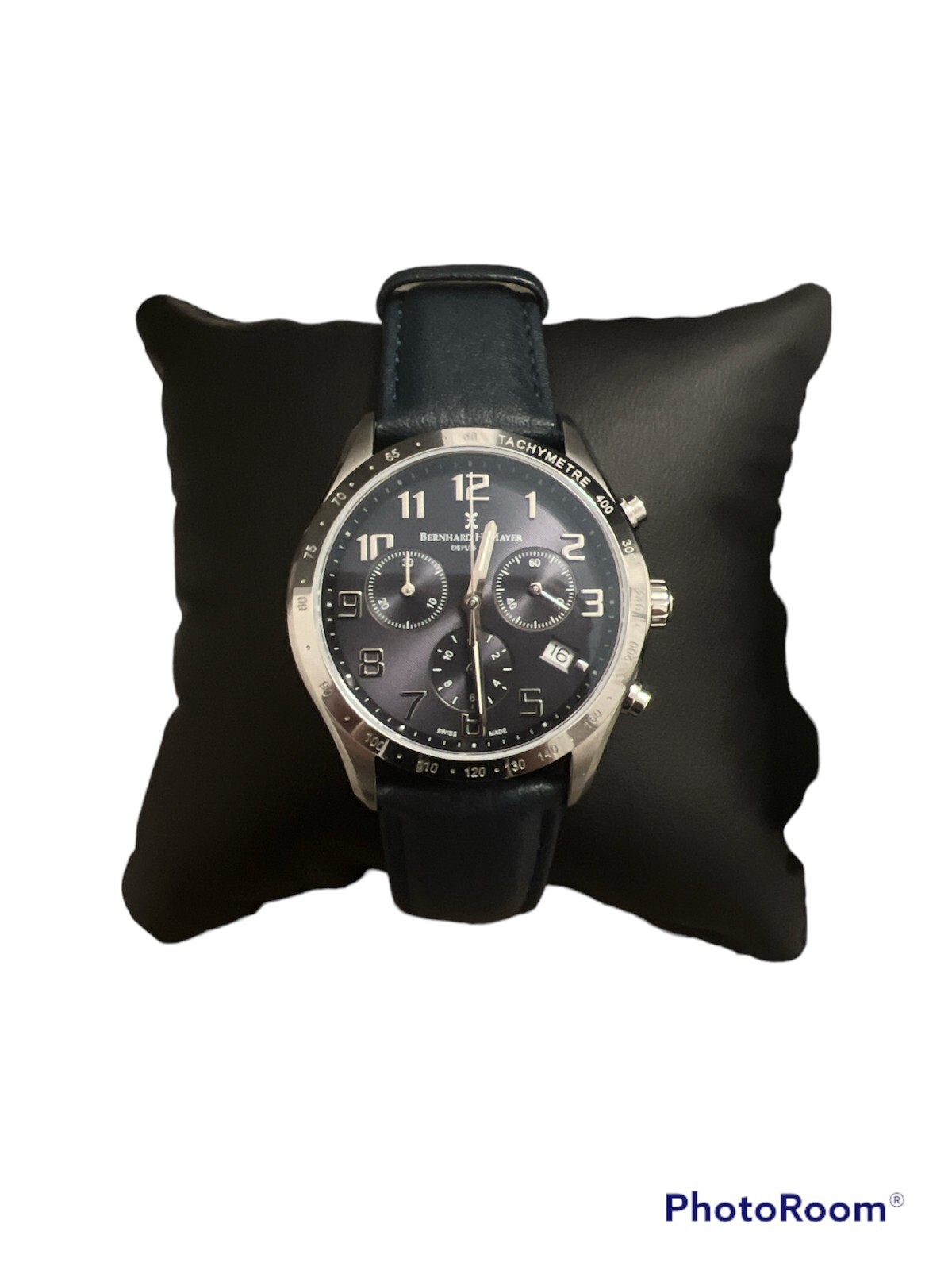 Bernhard H. Mayer Depuis 1871 men’s watch deep blue leather strap.
